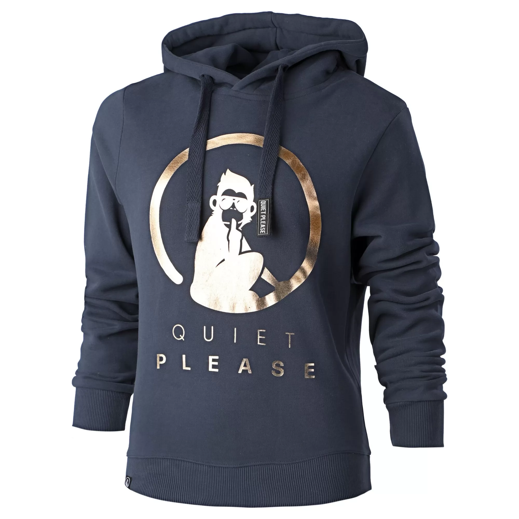 Baseline Logo Metallic Hoody Women - Dark Blue, Gold>Quiet Please Cheap
