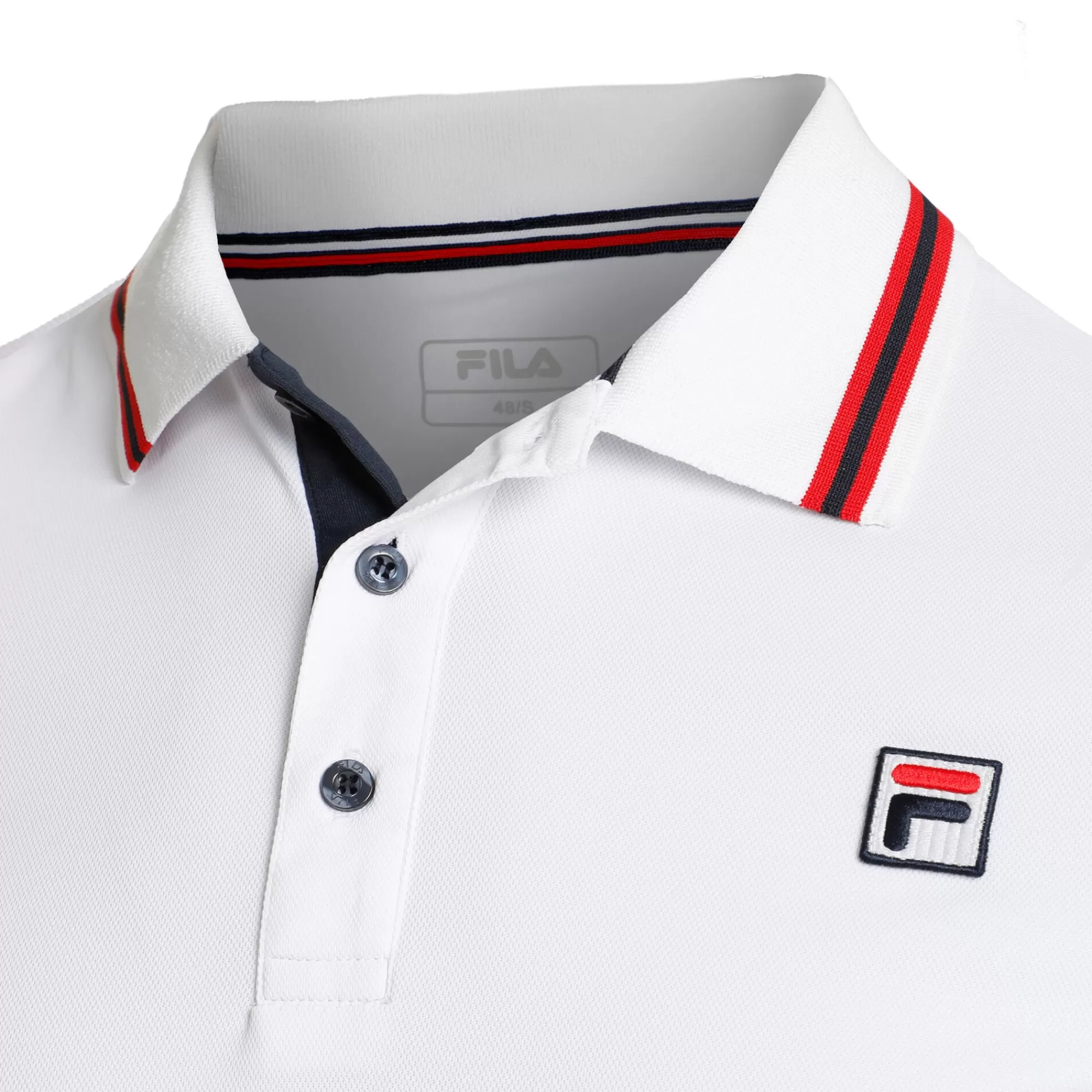 Core Button Piro Polo Men - White, Red>Fila Hot