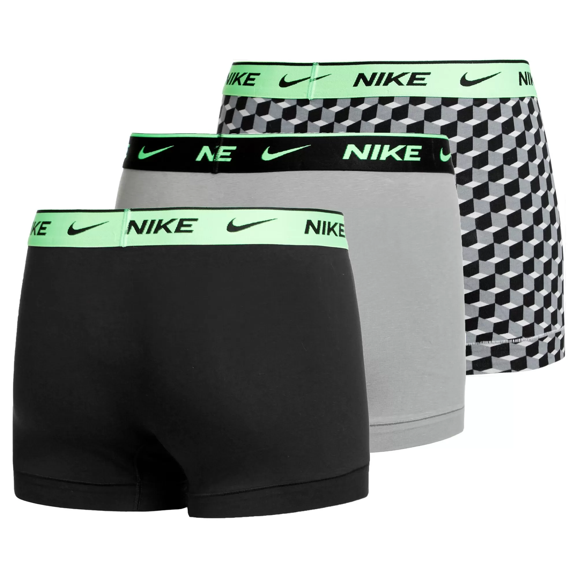 Everyday Cotton Stretch Trunk Boxer Shorts 3 Pack Men - Grey, Neon Green>Nike Best