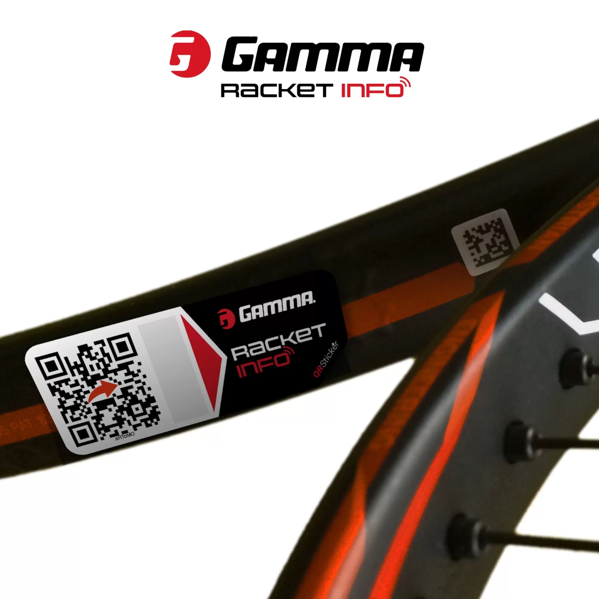 Racket Info - QR Sticker Stringing Sticker 2 Pack - Black>Gamma Hot