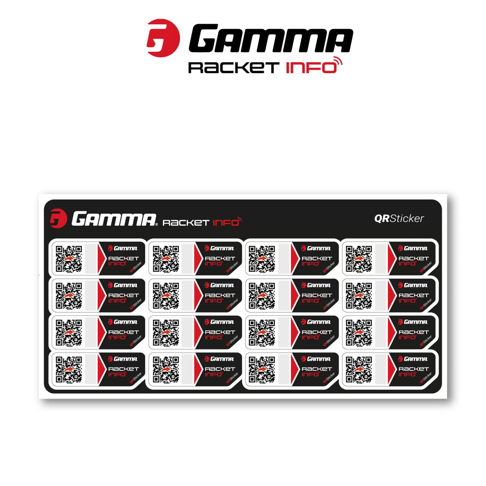 Racket Info Internationale Version Stringing Sticker 16 Pack - Black>Gamma Store
