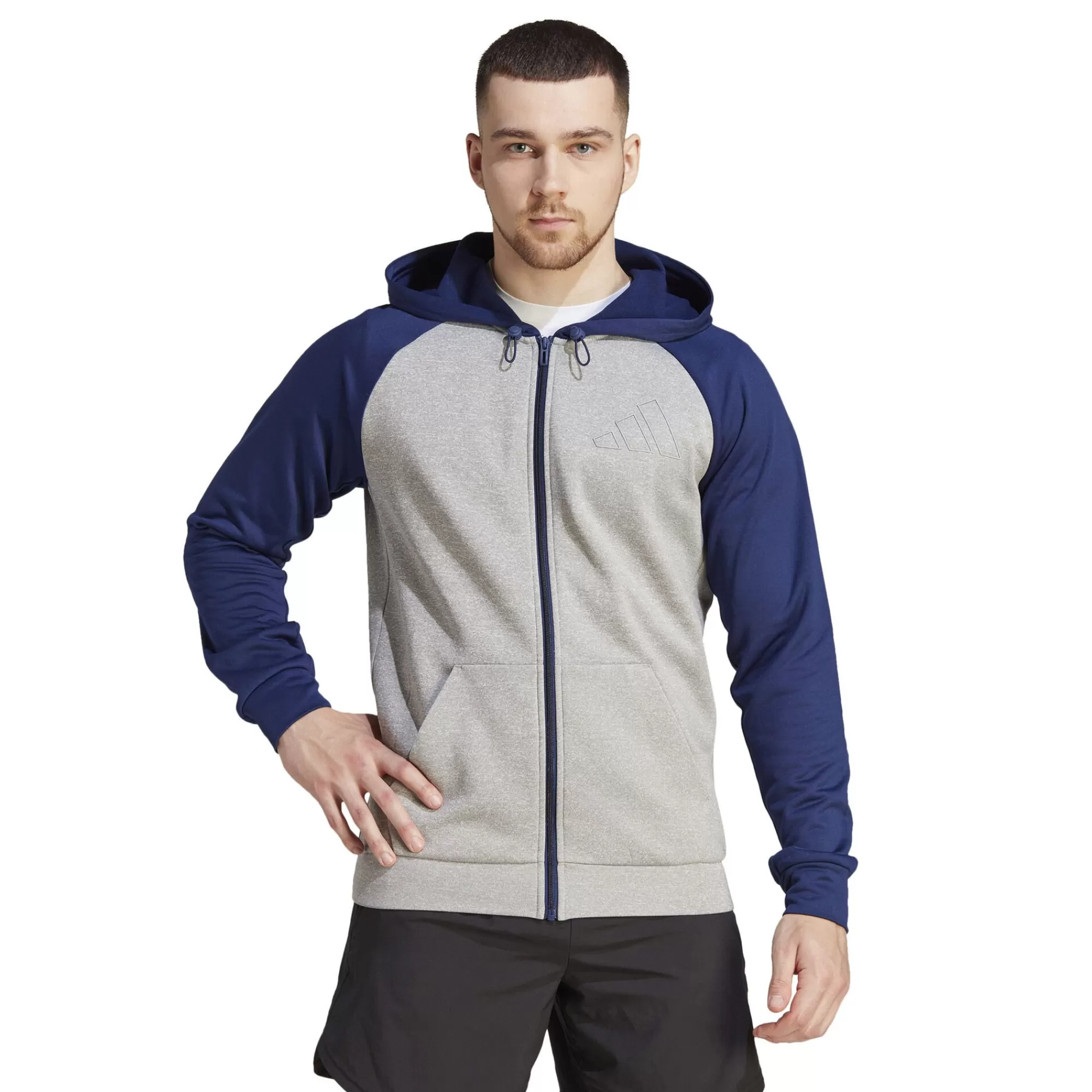 GG Big Logo Zip Hoodie Men - Grey, Dark Blue>adidas Sale
