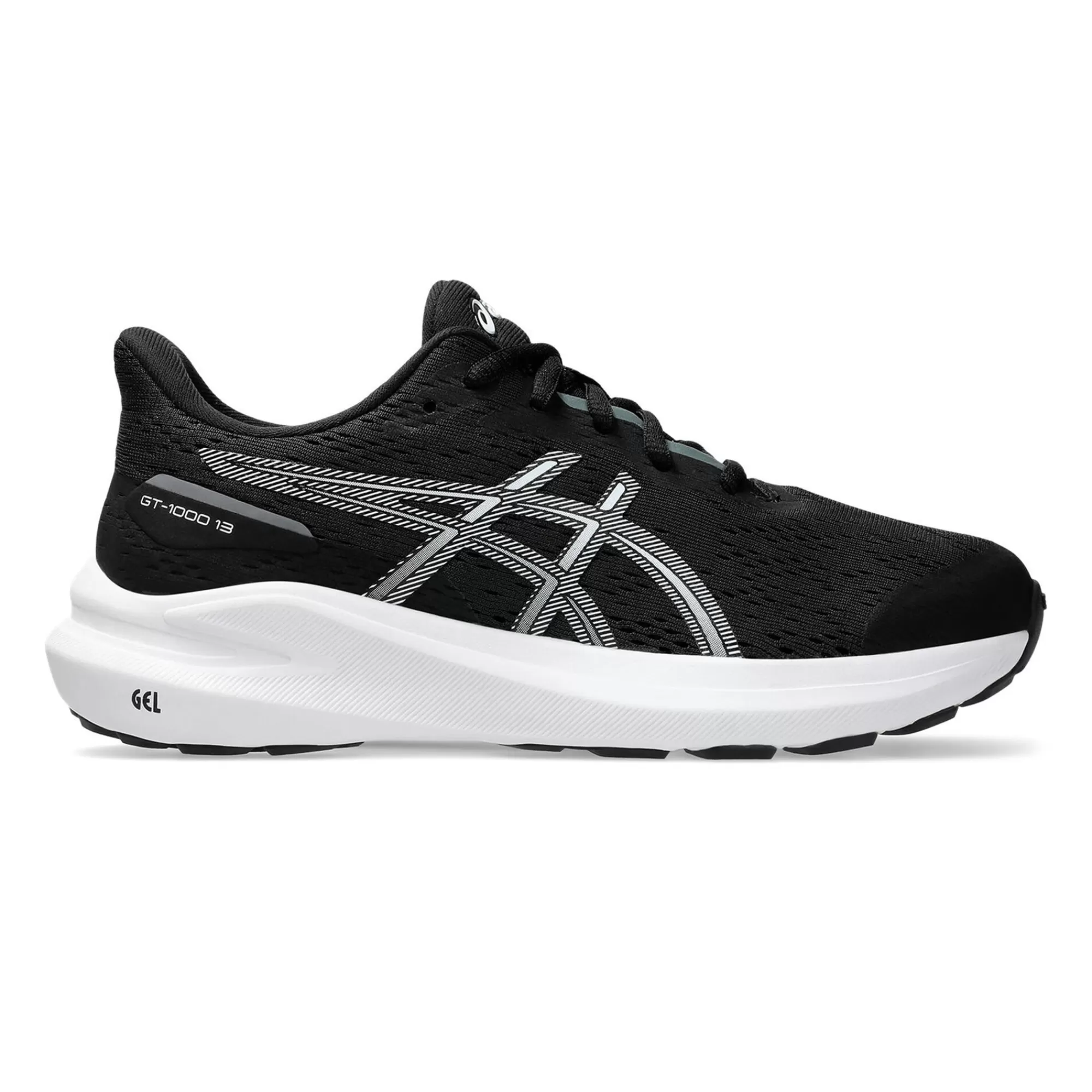 GT-1000 13 GS Stability Running Shoe Kids - Black, White>ASICS Fashion