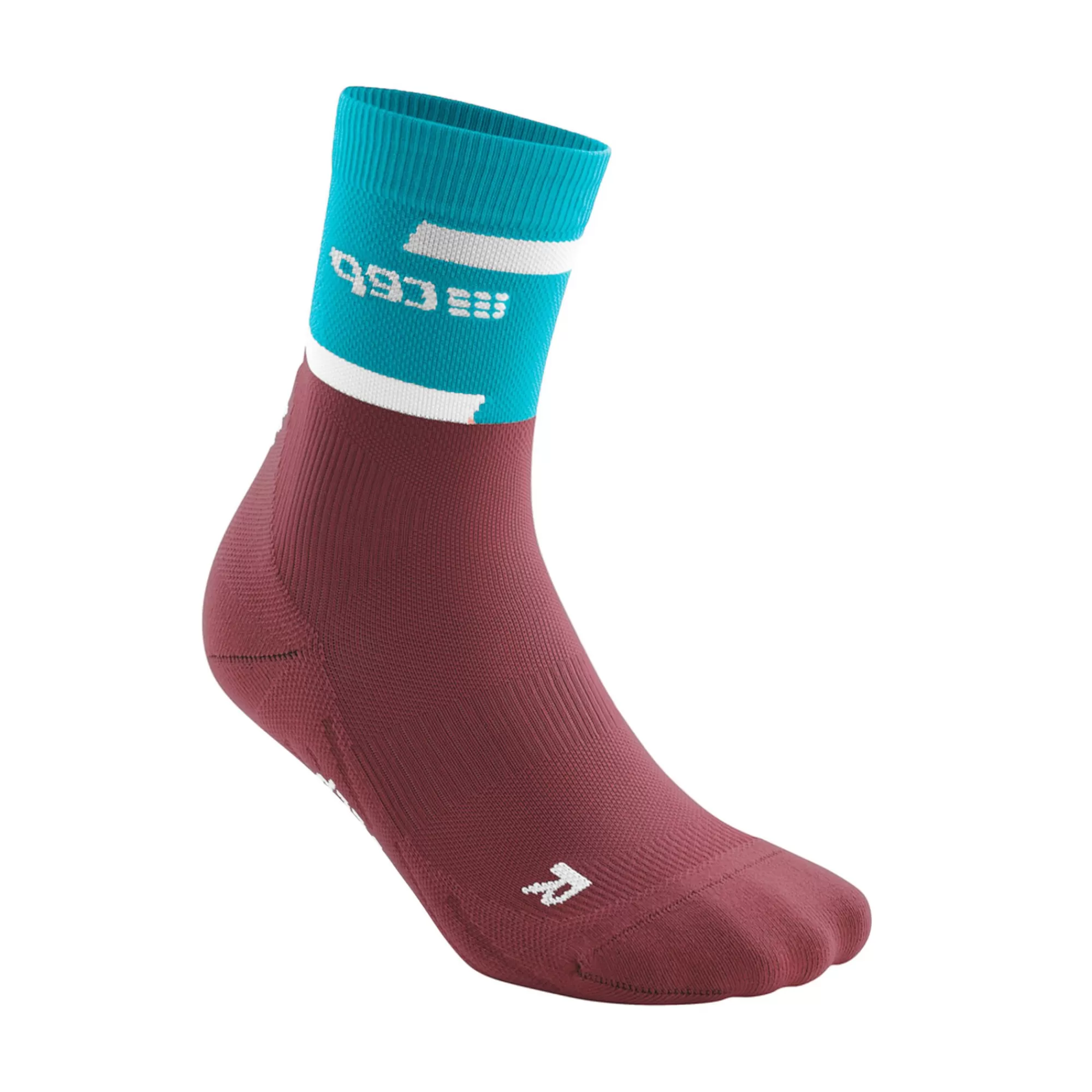 Mid Cut V4 Running Socks Women - Petrol, Dark Red>CEP Store
