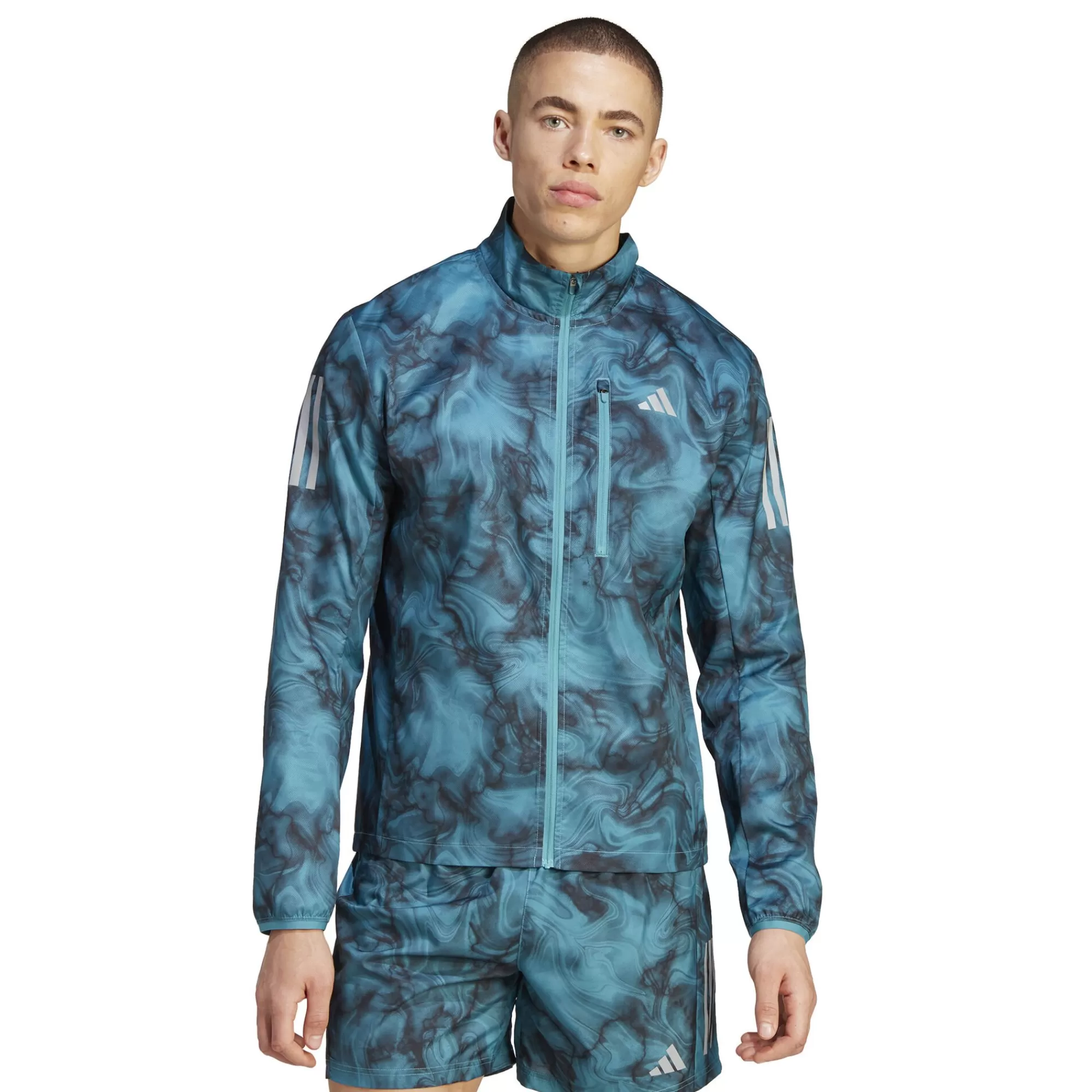Own The Run AOP Running Jacket Men - Dark Green, Black>adidas Cheap