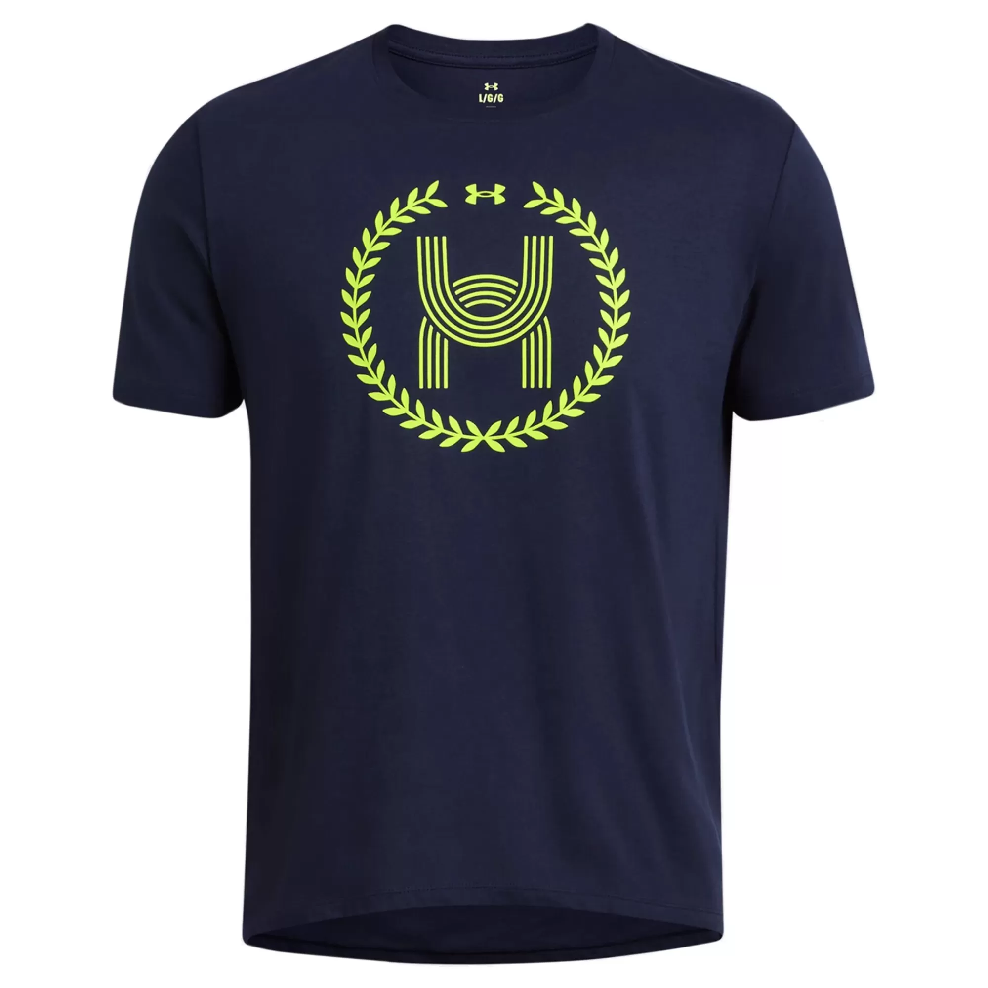 Run Everywhere Wreath SS Running Shirt Men - Dark Blue, Neon Yellow>Under Armour Best