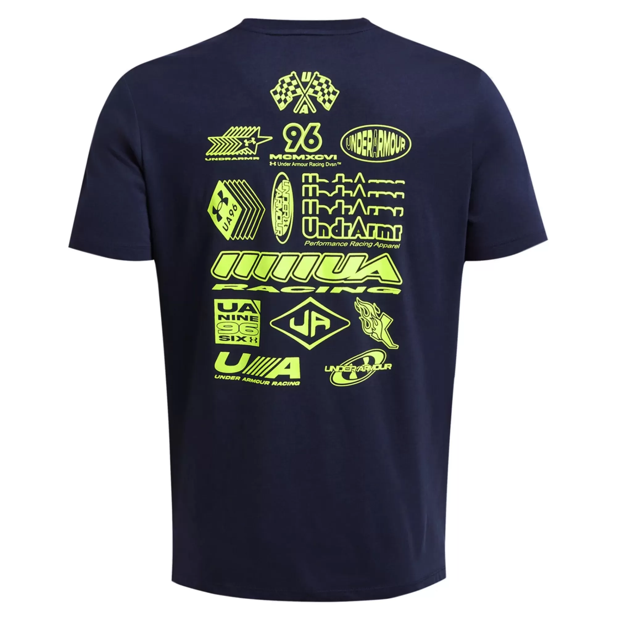 Run Everywhere Wreath SS Running Shirt Men - Dark Blue, Neon Yellow>Under Armour Best