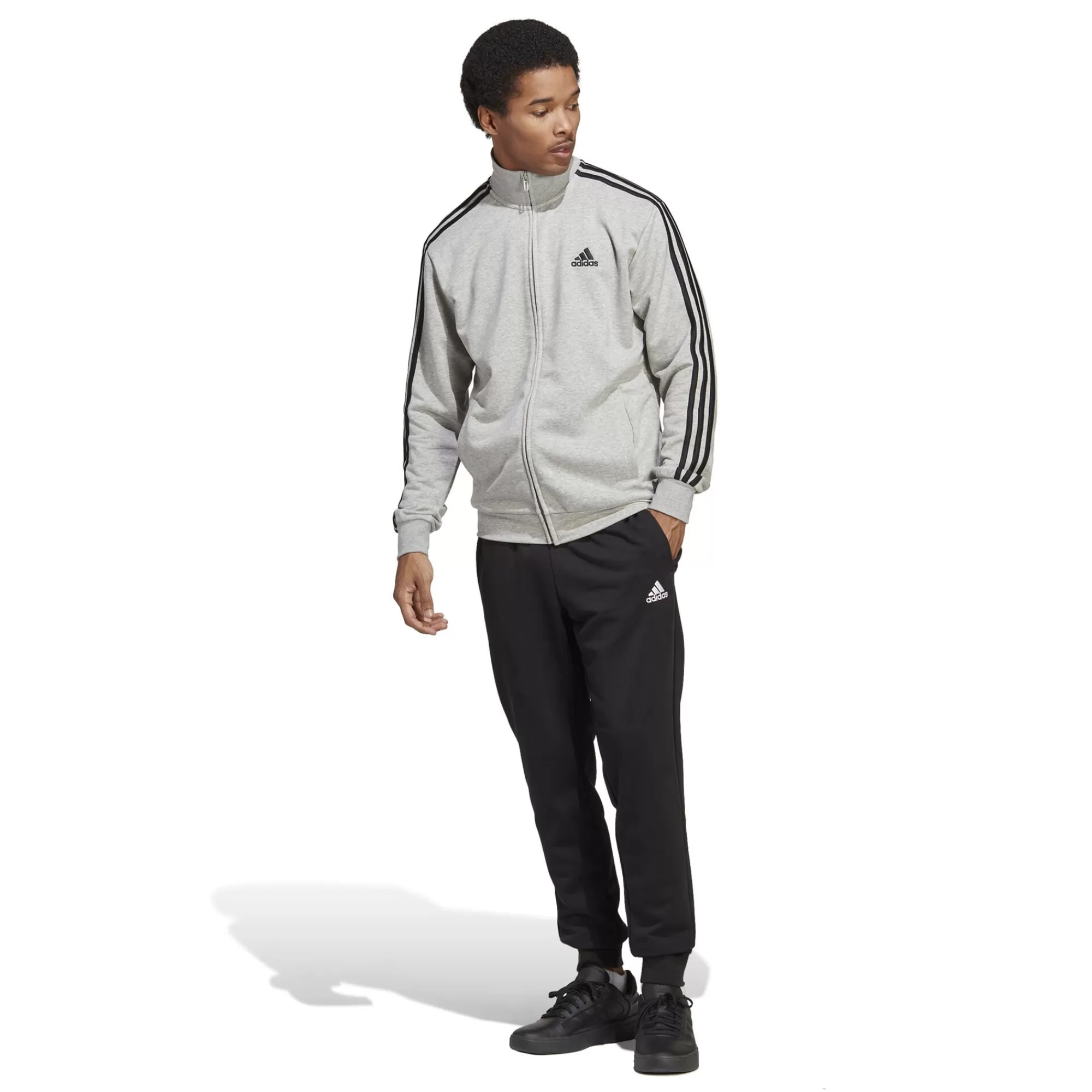 Sportswear Basic 3-Stripes French Terry Tracksuit Men - Grey, Black>adidas Cheap